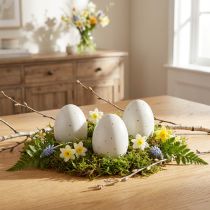 Artikel Keramiska påskägg dekoration gråguld med prickar 8,5cm 3 st