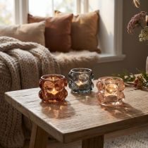 Artikel Värmeljusglas tonat värmeljushållare glas Ø8cm H6,5cm 3st