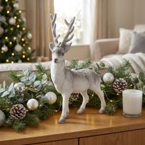 Artikel Deco rådjur flockades/snöade 39cm