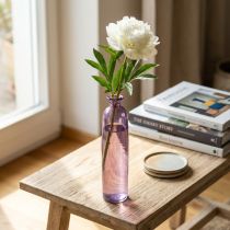 Artikel Hög blomvas, lila flaskdekoration, glas, Ø6,5 cm, H30 cm