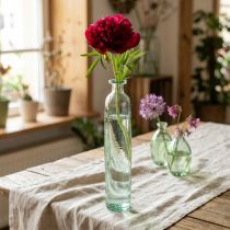 Artikel Flaskdekorationsvas, glas, klar/grön, retro, Ø6,5 cm, H30 cm