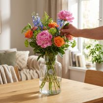 Artikel Blomvas glas dekorativ vas med hals klar Ø14,5cm H25cm