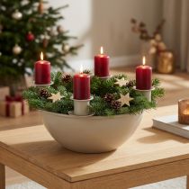 Artikel Ljusstake med 4 hållare, modern adventskrans, beige, 15 cm