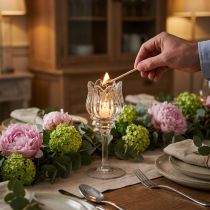 Artikel Glasljushållare, dekorativ blomform för en elegant atmosfär, 17 cm