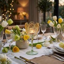 Artikel Tulpanljushållare med blommotiv, dekoration för en romantisk och elegant atmosfär, 20 cm