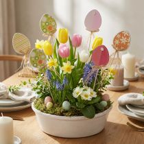 Artikel Påskäggsdekoration, blomplugg påskved, påskplugg 31,5cm 12st