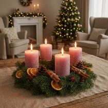 Artikel Eleganta antika rosblockljus 70×80 mm, set om 4, för bordsdekoration, adventskrans och romantisk stämning