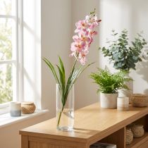 Artikel Konstgjord orkidé Rosa Vit Konstgjord blomorkidé 73cm