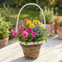 Artikel Handtagskorg, naturkorg för plantering, blomkorg rund natur, vit H49cm Ø23,5cm