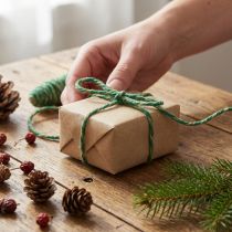 Artikel Ullsnöre grön vintage wicking tråd naturlig ull jute 30m