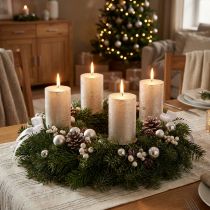 Artikel Platinafärgade blockljus, set om 4, 60x80mm - Elegant dekoration för adventskransar och bord