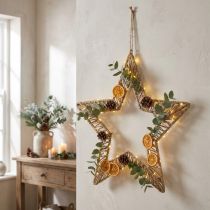 Artikel Boho stil, dekorativ ring jul, dekorativ ring stjärna B40cm
