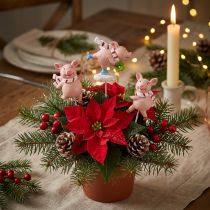 Artikel Deco gris jul tur gris blomplugg 4st