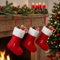 Artikel Adventskalender för att fylla stövlar filt röd vit 155cm