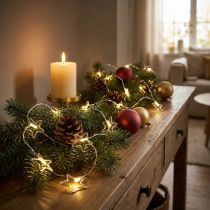 Artikel LED ljuskedja stjärnor mikro LED timer inuti silver 1,90m