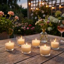 Artikel Citronelladoftande värmeljus för romantiska kvällar hemma eller i trädgården, 25 mm, 7 timmar, 18 stycken