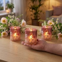 Artikel Elegant ljusstake med blommotiv för stämningsfull rumsdesign, 8 cm, 4 stycken.