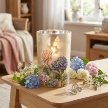 Artikel Glasljushållare med blommotiv för harmoniska levande stunder, 18 cm