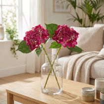 Artikel Konstgjorda hortensia Rosa gren Blomblad 43cm 2st