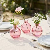 Artikel Glasvaser lökformade rosa retro minivaser Ø7,5cm H9cm 6 st
