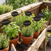 Artikel Bed Stakes Trädgård Stakes Träskyltar Oval Svart H17,5 cm Förpackning med 12