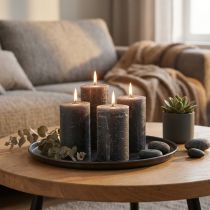 Artikel Enfärgade ljus antracit pelarljus 60×80mm 4st