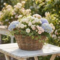 Artikel Blomkorg, shabby chic, naturvit, H14cm Ø30cm med handtag, vintageinredning