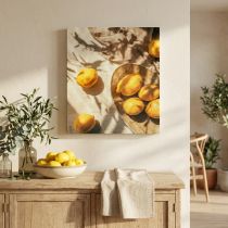 Artikel Väggkonst med citronmotiv, sommardekor, medelhavskänsla, träram, 40x60 cm, väggdekoration för vardagsrum