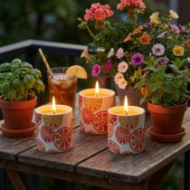 Artikel Ljus Utekeramikkruka Citronella Frukt H7cm 3st