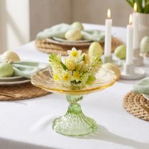 Artikel Dekorativ glastallrik med fot, blommönster, perfekt för festlig presentation, 15 cm