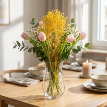 Artikel Torkad blombukett med baby's breath. Dekorativa blommande grenar lämpliga för säsongsbetonade bordsdekorationer. 70 cm