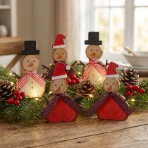 Artikel Deco figur snögubbe trä 10 cm 9 st