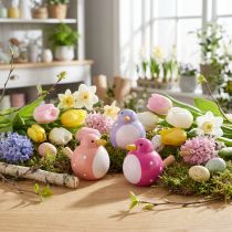 Artikel Dekorativ fågelfigur, söt och färgglad design för vardagsrummet, 6 cm, 6 stycken