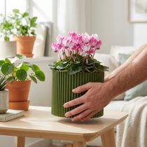 Artikel Blomkruka av papper mörkgrönt Ø19cm H14cm 3 st