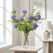Artikel Snöboll konstgjorda blommor lila blomma 5 skärmar L78cm 2st