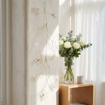 Artikel Metall blomsterdekorationsgirlang, tråd för blomsterkrans, sommardekoration, väggdekoration, guld, 110 cm
