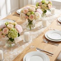 Artikel Bordsband med blommor bordslöpare bomull beige 15cm 3m