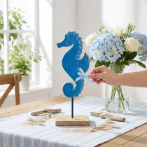 Artikel Dekorativ sjöhäst träbordsdekoration naturblå H28cm