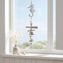Artikel Maritim dekoration Garland Drivvedsskal Seahorse Vit 55cm
