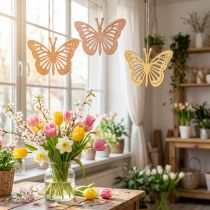 Artikel Dekorativa fjärilar Dekorationshängare Orange/Rosa/Gul 12cm 12 st