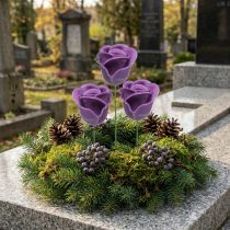 Artikel Konstgjorda rosor violvaxrosor dekorativa rosor vax Ø6cm 18 st