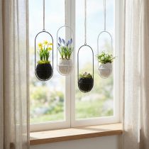 Artikel Påskdekoration för upphängning, äggskal för plantering, vårdekoration svart/vit H24cm 4 st