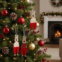 Artikel Renar för upphängning, julpynt, julgranspynt, trädekorationer till advent H13cm 8 st.