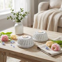 Artikel Ljusstake Bundt-form Shabby Chic Vit Ø7,2cm H3cm 2 st