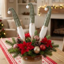 Artikel Jultomten på pinne jultomte grön 57cm 4 stycken
