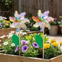 Artikel Skimrande pinwheel blomma med löv väderkvarn Ø17,5cm 2st