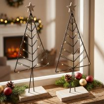 Artikel Mini julgran metall trä svart natur 28cm 2st