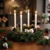 Artikel Minijulkula, träddekorationsmix, adventsdekoration svart/silver/pärlemor H4,5cm Ø4cm äkta glas 24 st.