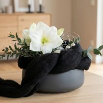 Artikel Dekorativ ull, ullsnöre, tovad ull för kreativt hantverk och blomsterdekorationer, 2m, svart