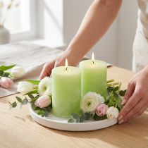 Artikel Ljus enfärgade limegröna pelarljus 85×120mm 2 st